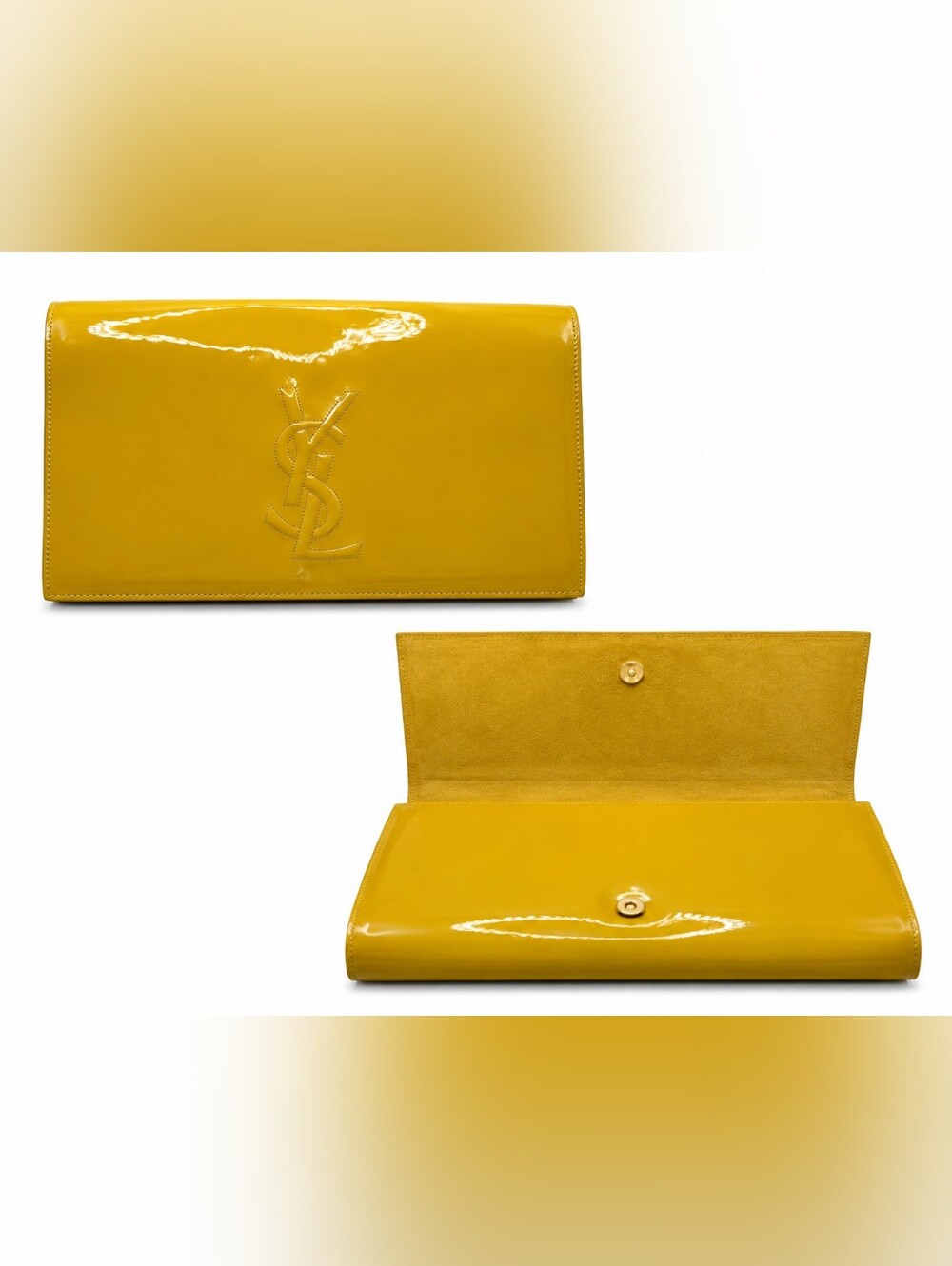 Saint Laurent Glossy Yellow Patent YSL Clutch